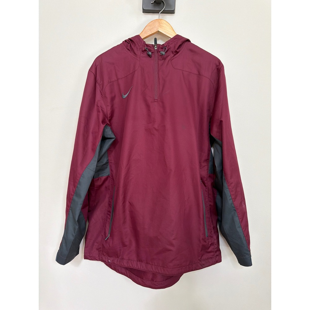 Nike Jacket Men's Large Windbreaker Running Anorak Burgundy Red Lightweight Zip